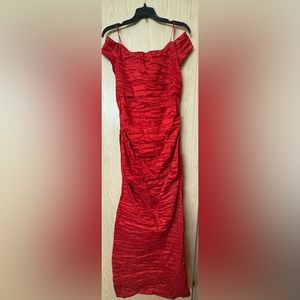 Red rouched mermaid evening gown size 14